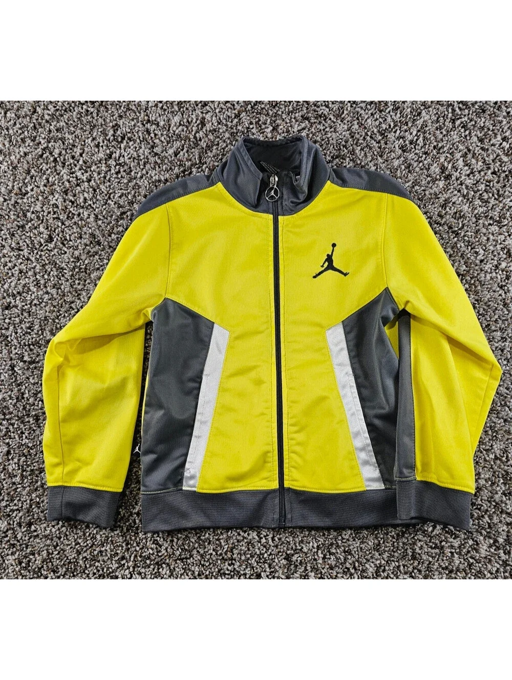 Nike Air Jordan Boys Sz 6/7 Zip Up Track Jacket Bright Yellow Gray